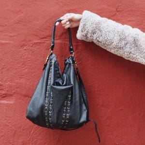 Boho Gypsy Black Leather Bag